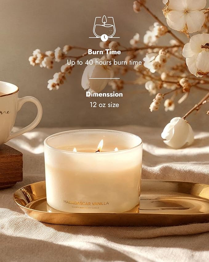 96NORTH Luxury Vanilla Soy Candles | Large 3 Wick Jar Candle | Up to 50 Hours - Image 3