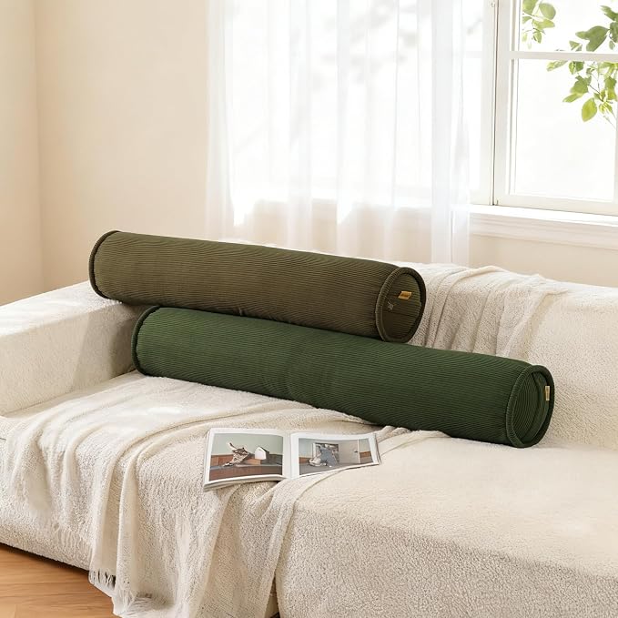 Long Bolster Pillow for Bed – Soft Corduroy Body Pillow for Adults, Ergonomic - Image 8
