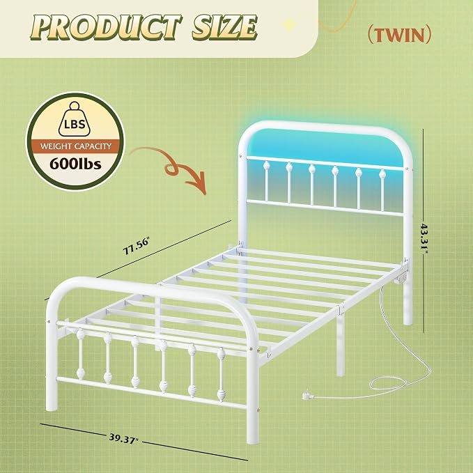 WLIVE Metal Platform Bed Frame, Twin Bed Frames - Image 2