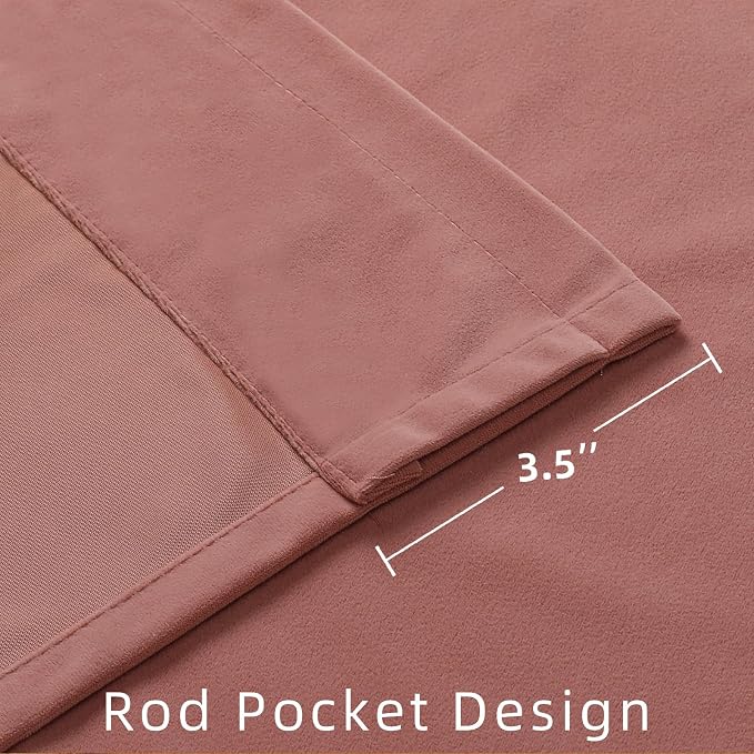 Joydeco Pink Velvet Curtains 90 inch Length 2 Panels, Luxury Blackout Rod - Image 3