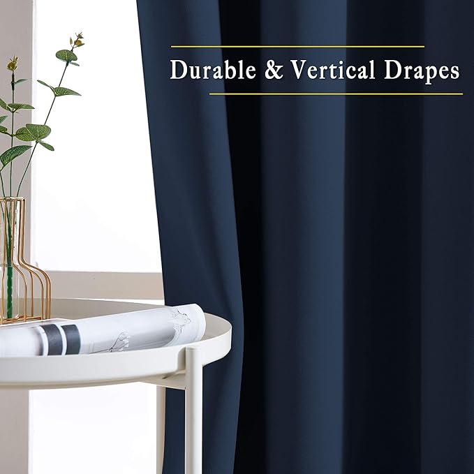 NICETOWN Navy Blue Blackout Living Room Curtains, 110 inches Long, Grommet - Image 5