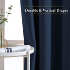NICETOWN Navy Blue Blackout Living Room Curtains, 110 inches Long, Grommet - Image 5