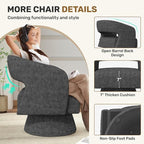 Swivel Accent Chair, Modern Comfy Chenille Barrel Chairs, Oversized Upholstered - Image 5
