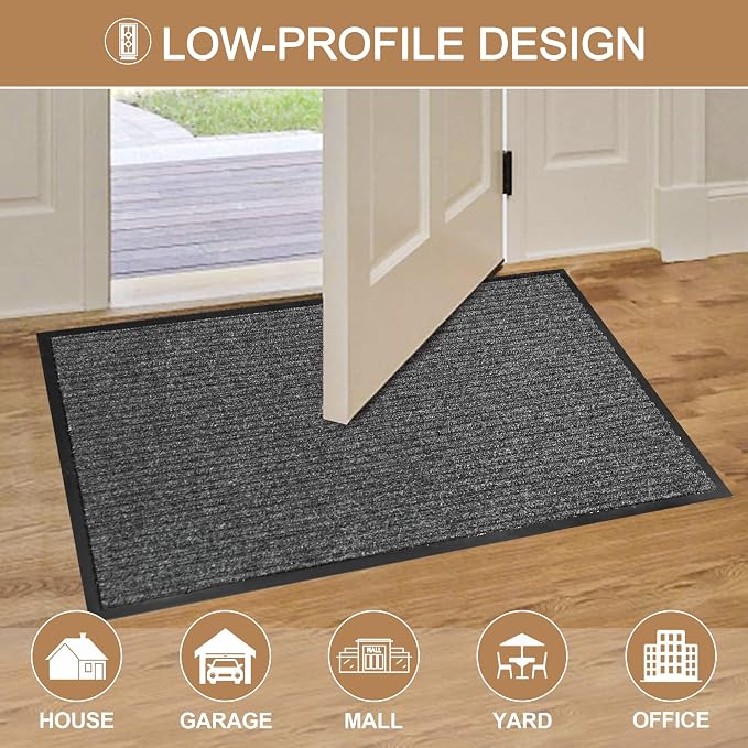 Durable Front Door Mat, Heavy Duty Indoor Outdoor Doormat, Stain and Fade - Image 2