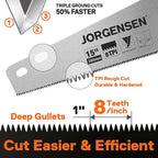 JORGENSEN 15 Inch Pro Hand Saw, 8 TPI Fine-Cut Ergonomic Non-Slip Aluminum - Image 3