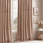 StangH Velvet Doorway Curtains for Nursery Bedroom Blush Beige Rod Pocket - Image 7