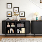 Buffet Cabinet with Storage, Fluted Sideboard Buffet with Sliding Door - Image 8