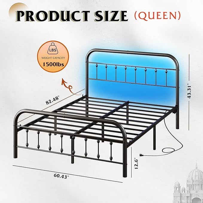 WLIVE Metal Platform Bed Frame, Queen Bed Frame - Image 6