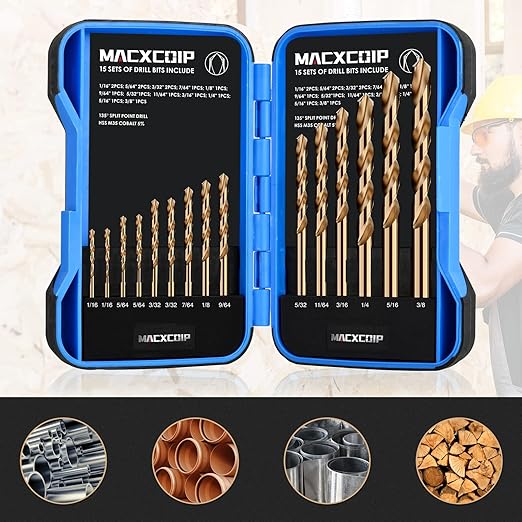Cobalt Drill Bit Set, Stainless Steel, Cast Iron, Wood and Plastic, - Image 5