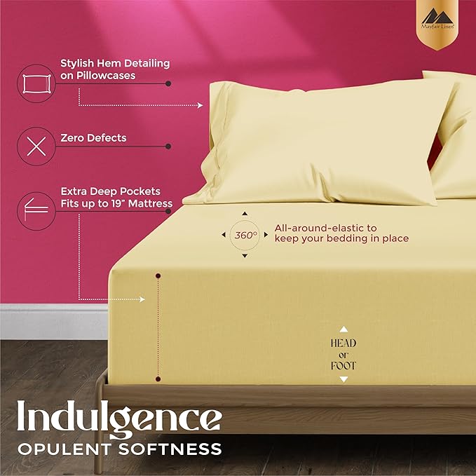 Mayfair Linen 100% Egyptian Cotton Queen Sheet Set - Image 5