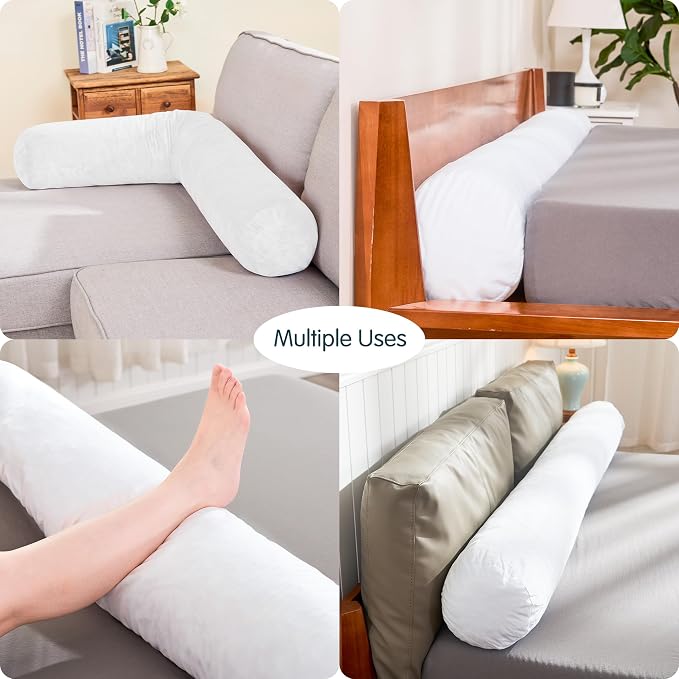SyMax 7.8"x38" Body Pillow for Twin Bed, Memory Foam Bolster w/Removable Velvet - Image 6