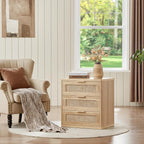 LEYAOYAO Rattan Dresser and Nightstand Set of 2, Boho Wood Dresser - Image 7