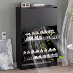 Shoe Cabinet with Odor Control and Back Panels, Deodorizing Slim 3-Flip Shoe by BORNOON