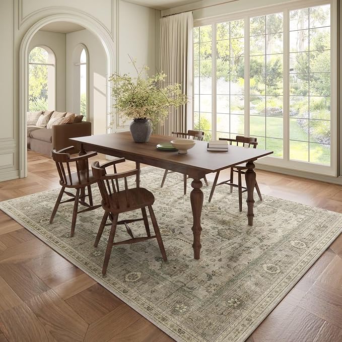 Washable 6x9 Area Rugs for Living Room, Boho Non-Slip Vintage Distress Large - Image 3