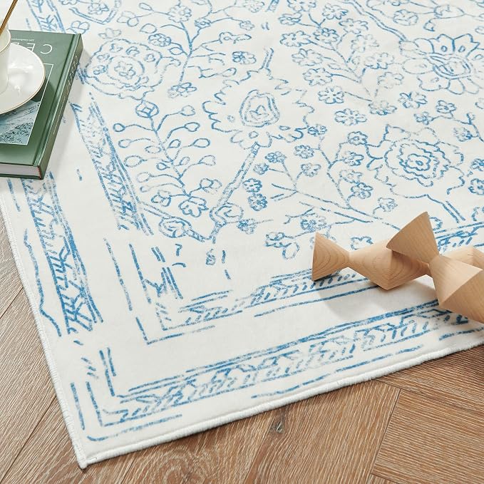 jinchan Hallway Runner Rug 2x8 Washable Kitchen Flora Faux Wool Non-Slip - Image 6