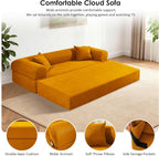 80" Convertible Sofa Bed, Corduroy Deep Seat Folding Pull Out Couch - Image 6