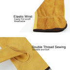 OZERO Leather Work Gloves Flex Grip Tough Cowhide Gardening Glove - Image 3