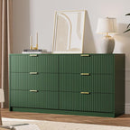 Green 6 Drawer Dresser for Bedroom, Fluted Wood TV Stand for Living Room - Image 7