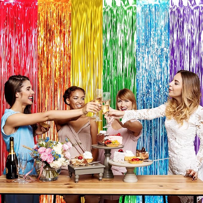 GOER 6.5 ft x 8.2 ft Metallic Tinsel Foil Fringe Curtains, Graduation - Image 4
