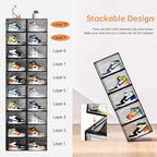 New Gray 8 Pack Shoe Boxes Stackable, Large Shoe Storage Organizer - Image 9