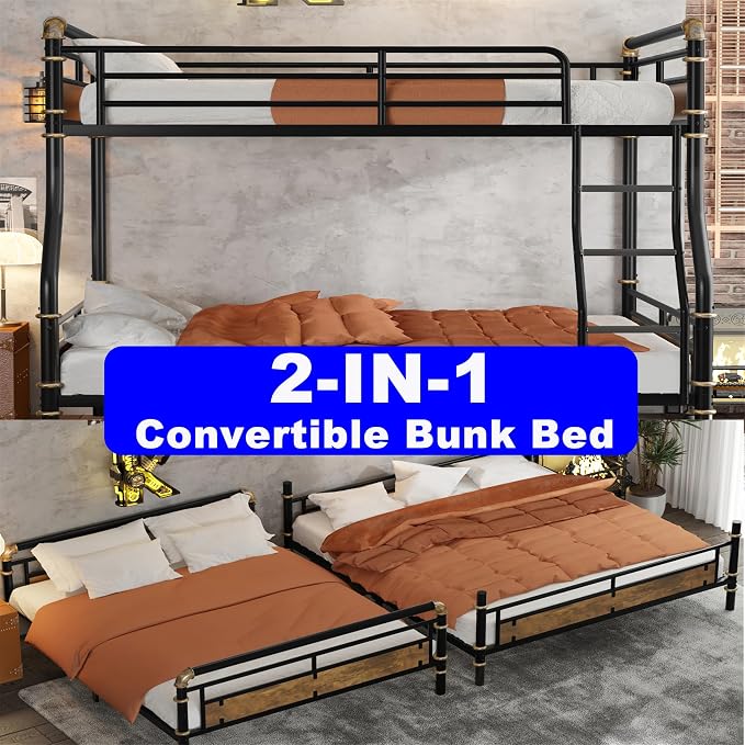 Upgraded Version Thicken Metal Heavy-Duty Full XL Over Queen Bunk Bed, Best - Image 5