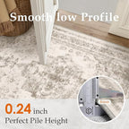 Area Rug 2x3 Beige Washable Entryway Vintage Medallion Carpet Non Slip Low Pile - Image 3