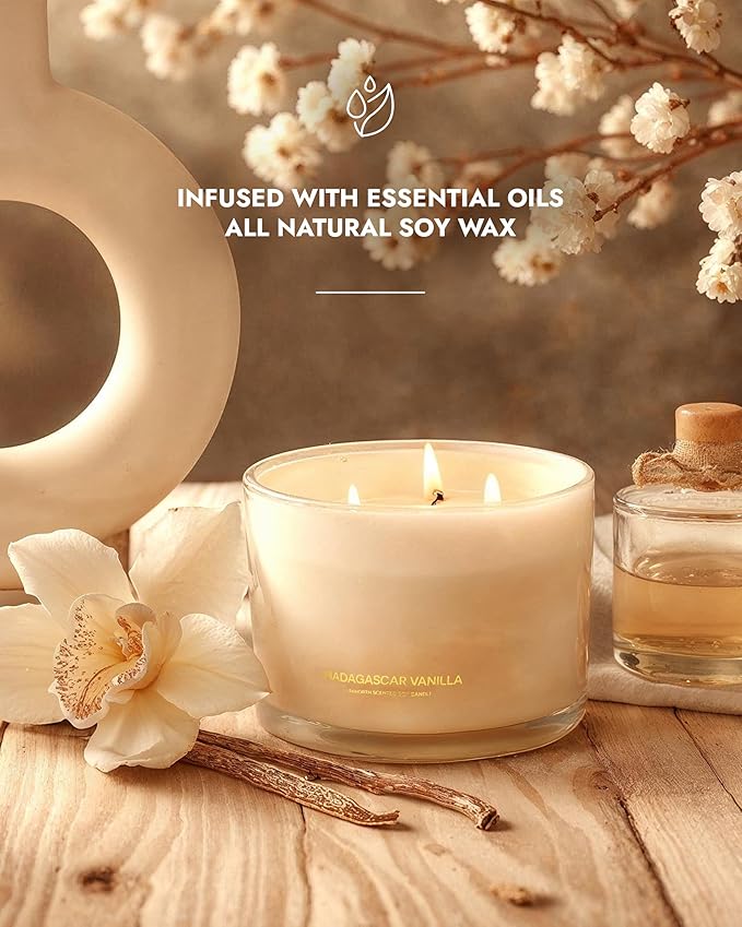 96NORTH Luxury Vanilla Soy Candles | Large 3 Wick Jar Candle | Up to 50 Hours - Image 2