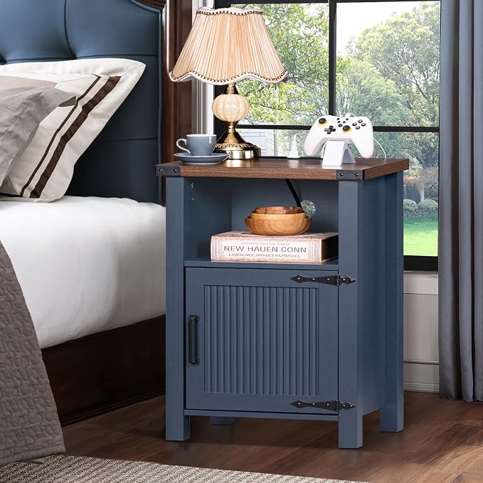 Joaxswe Night Stand with Charging Station and USB Port, 18 Inch Farmhouse - Image 7