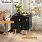 HLR Modern Nightstand, Fluted Bed Side Table - Image 4
