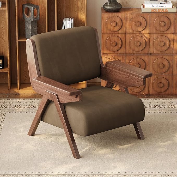 Accent Chair Mid Century Modern Chair, Velvet Upholstered Lounge Arm Chair by Euklea