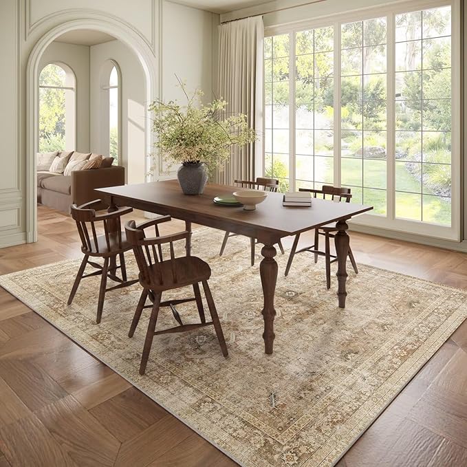 Washable 6x9 Area Rugs for Living Room, Boho Non-Slip Vintage Distress Large - Image 3