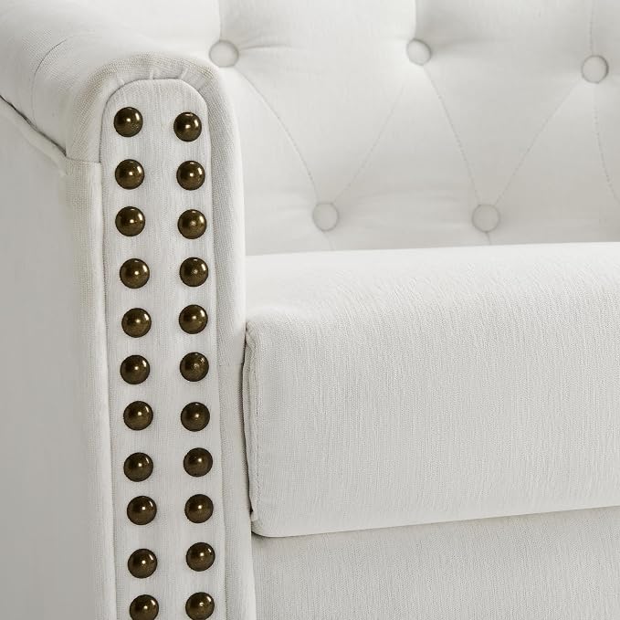Swivel Barrel Accent Chair, Round Nailhead Chenille Fabric Living Room Arm - Image 8