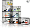 New Gray 8 Pack Shoe Boxes Stackable, Large Shoe Storage Organizer by Amllas