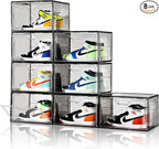 New Gray 8 Pack Shoe Boxes Stackable, Large Shoe Storage Organizer by Amllas