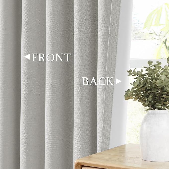 ChrisDowa 100% Blackout Light Grey Solid Curtains 96 Inches Long 2 Panels - Image 4