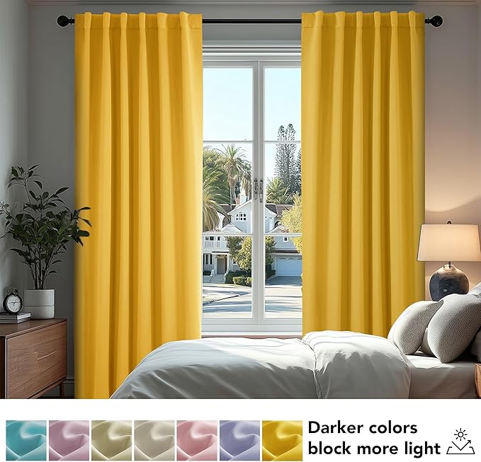 Deconovo Solid Back Tab and Rod Pocket Curtains Thermal Insulated Blackout - Image 4