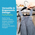 Fontaines Luxury Kid's Black Velvet Felt Non Slip Clothes Hangers 50 Pack - Image 2