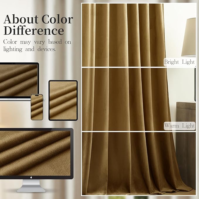 AUSSPVOCT Brown Velvet Curtains 84 Inches - Image 7