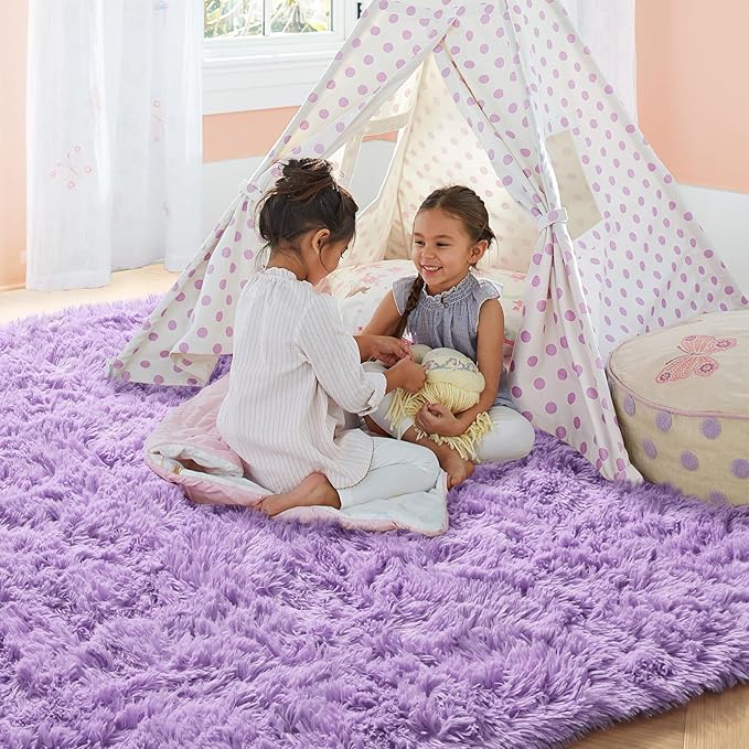 PAGISOFE Fluffy Soft Purple Rug 5' x 7' Rug, Shaggy Rugs - Image 2