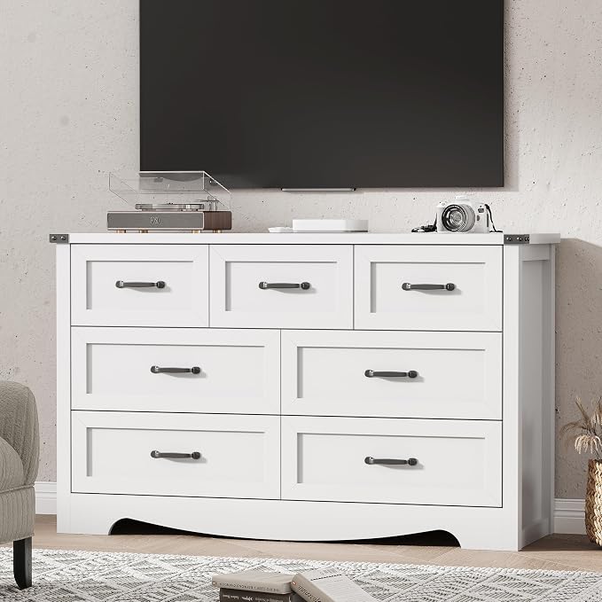 Dresser for Bedroom with 7 Drawers, Wood Dresser TV Stand, Wooden Closet - Image 7