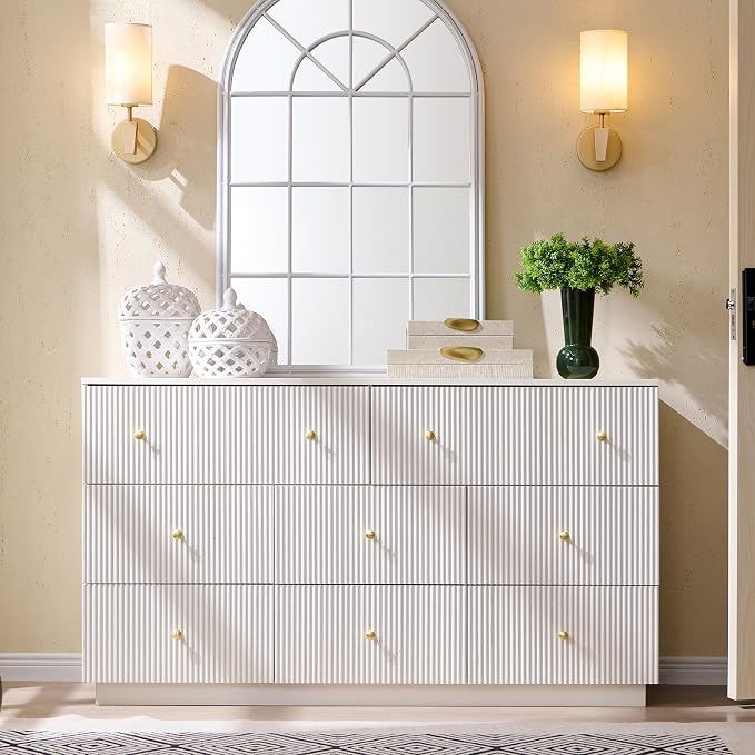 Fluted Dresser for Bedroom, Wood Tall Dresser Storage Organizer, Modern Bedroom - Image 4