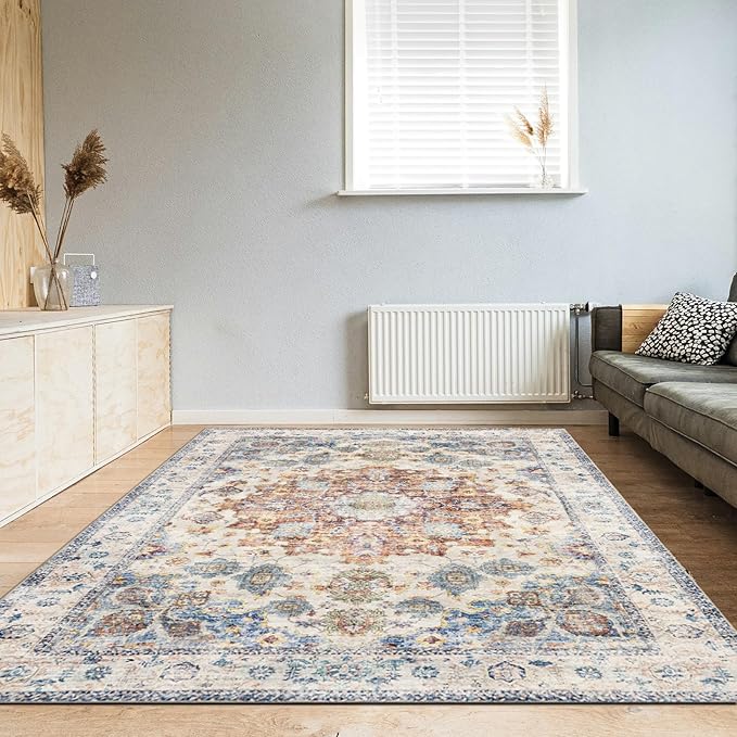 Area Rug 8×10, Large Vintage Boho Rug, Ultra-Soft Low Pile, Non Slip, Stain - Image 6