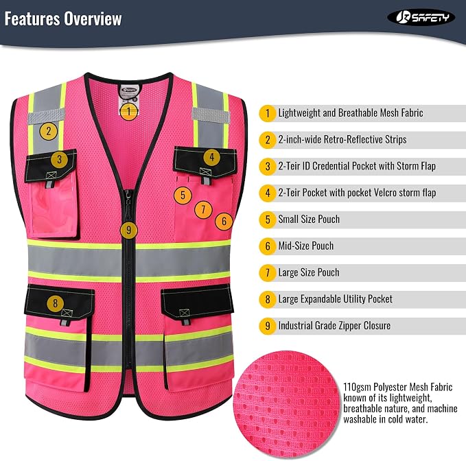 JKSafety Hi Vis Reflective Safety Vests - Image 4