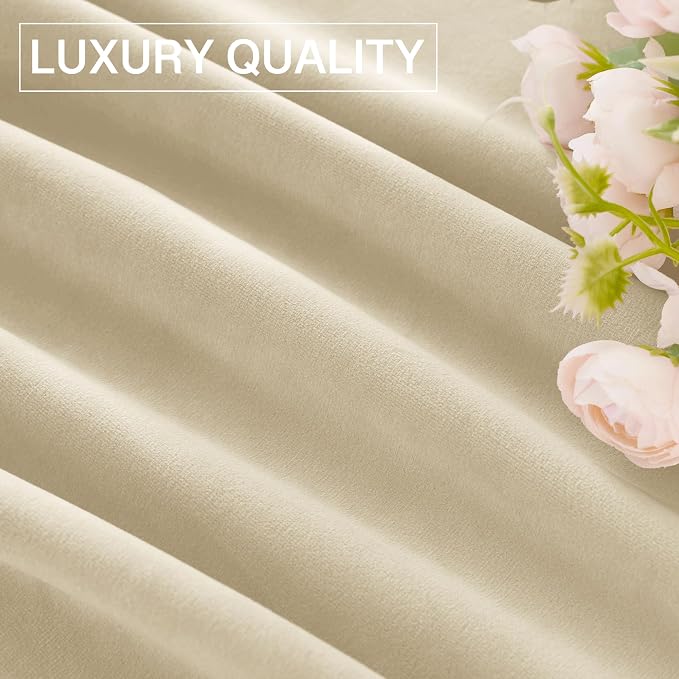 StangH Beige Velvet Curtains for Bedroom 96 inches Long, Luxury Light Dimming - Image 8