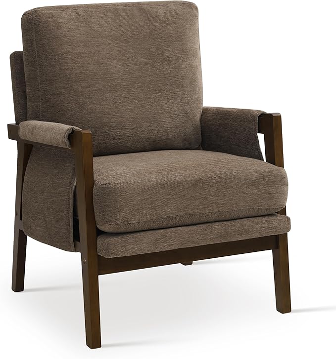 Dark Brown Accent Chair for Bedroom & Living Room, Mid Century Modern Accent - Image 7