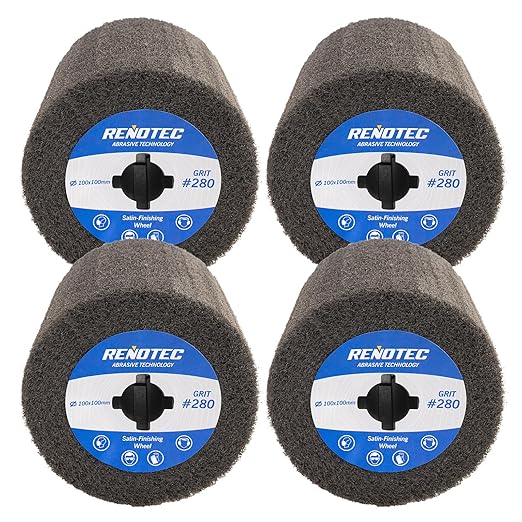 4"x4", Non-Woven Polishing Wheel, Very Fine Grit 280, 4 Pk, by RENOTEC