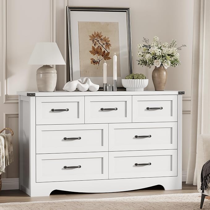 Dresser for Bedroom with 7 Drawers, Wood Dresser TV Stand, Wooden Closet - Image 8