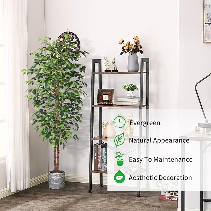 6FT Artificial Ficus Tree, Fake Plants - Image 5
