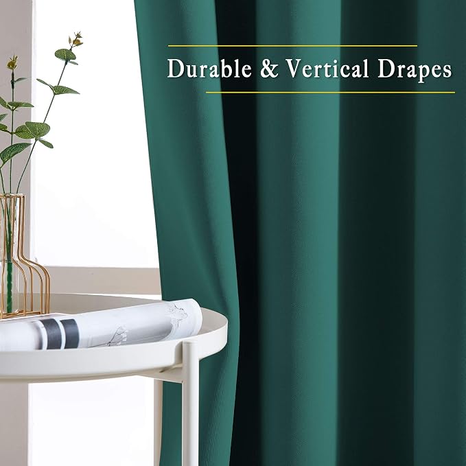 NICETOWN Blackout Hunter Green Curtains 84 inches Long, Grommet Room Darkening - Image 5