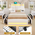 VIAGDO Twin Bed Frames with Storage Headboard and Charging Station, Boucle - Image 7